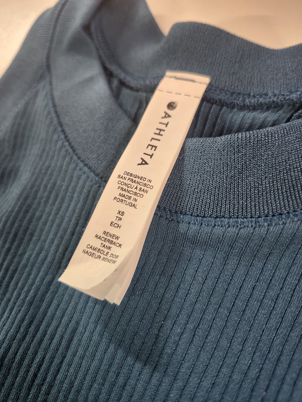 Athleta Womens Ribbed Crewneck Tank in Teal Blue
